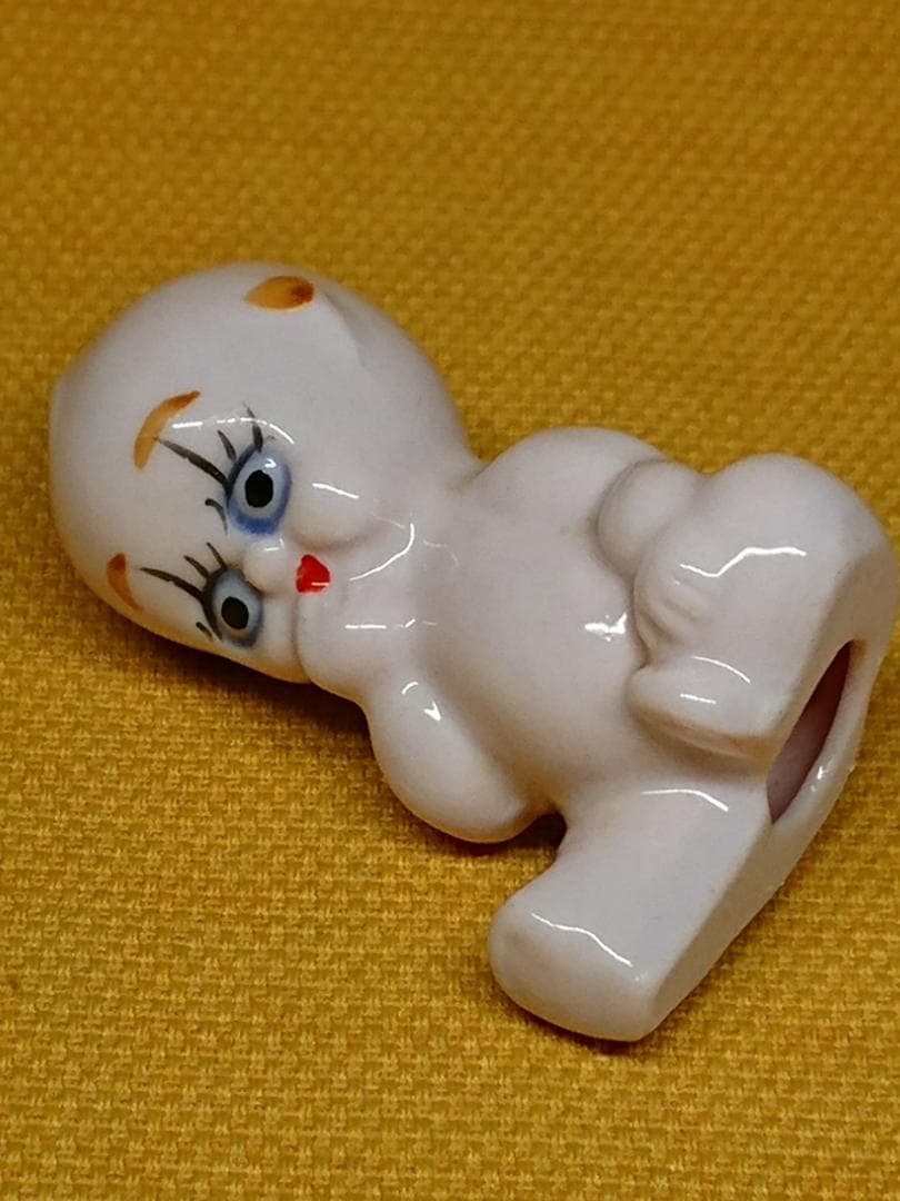 人形　キューピー　天使　陶器　置物　インテリア　工芸品　美術品　A2736