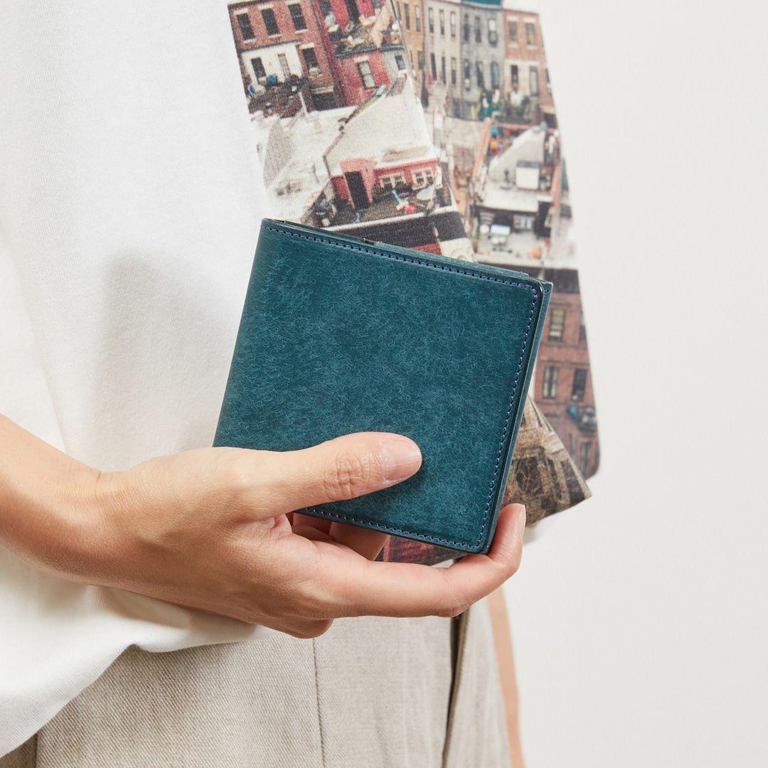 【美品・NAVY】プエブロレザー使用com-ono SLIM-005pb