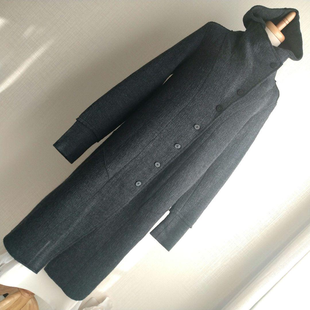 transit par such ウール ダークグレー ロングコート 3