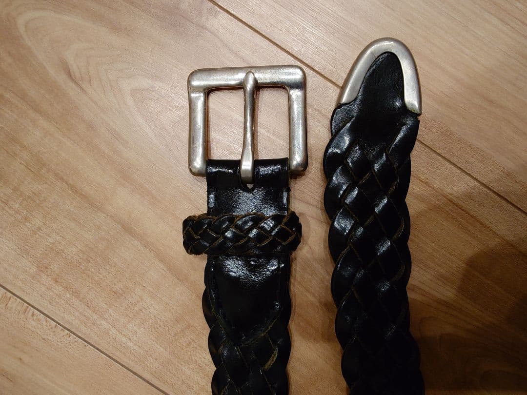 Cc　Whitehouse Cox メッシュベルト レザー 黒 メンズ