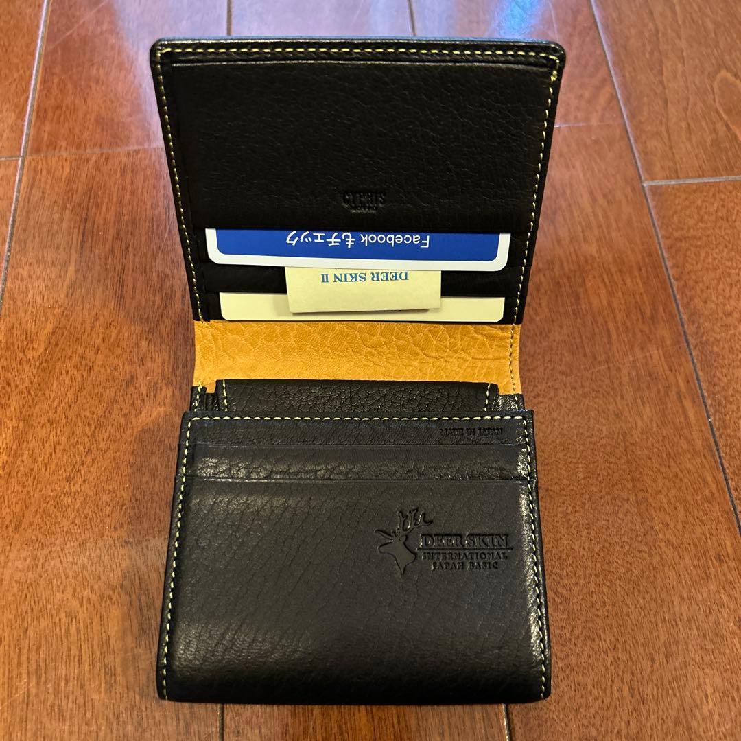 キプリス 鹿革 DEER SKIN 二つ折り財布 黒　日本製　新品未使用