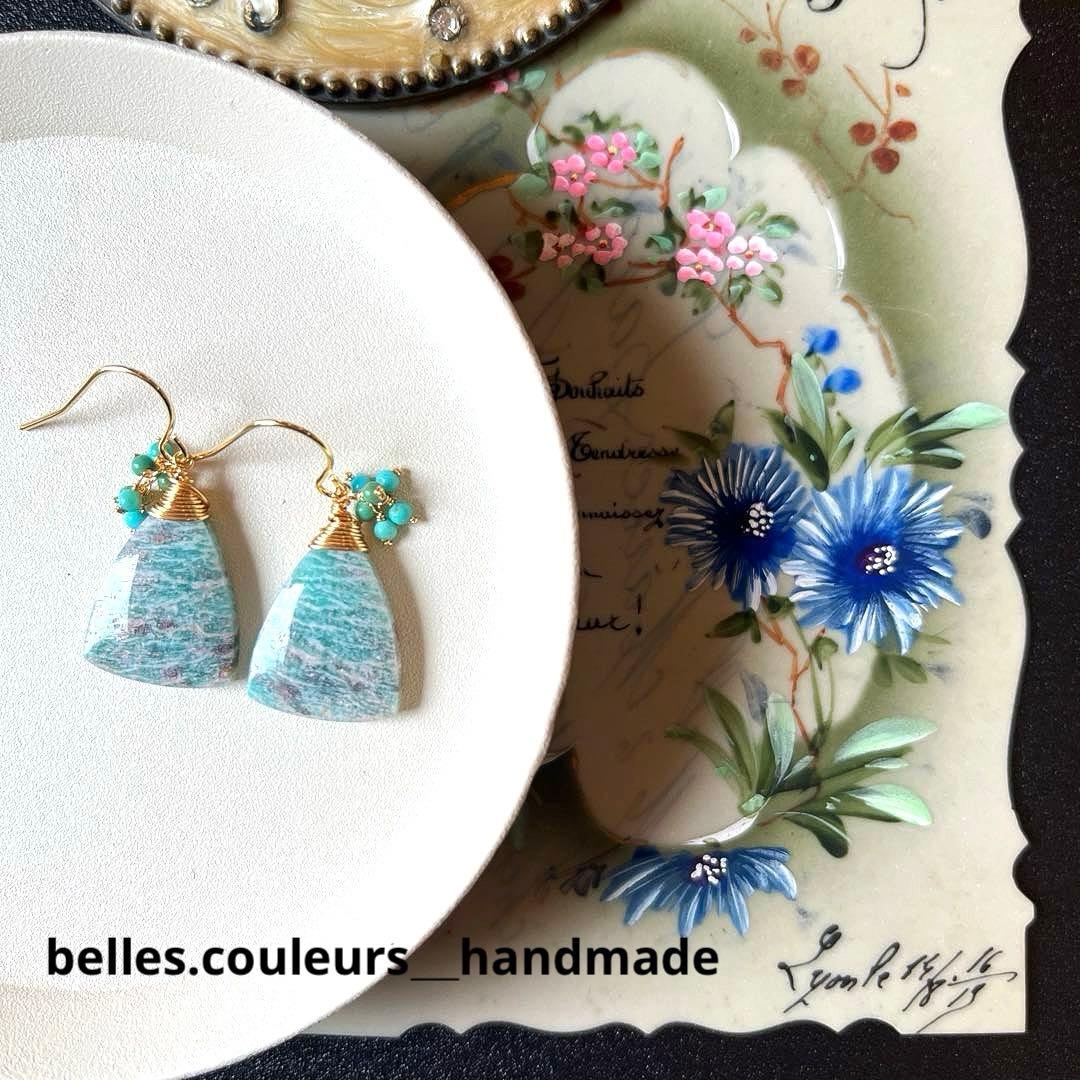 kaya様✴︎アマゾナイト&ブルーオパール＆蓮の花パール＆チャロアイト＊チャーム