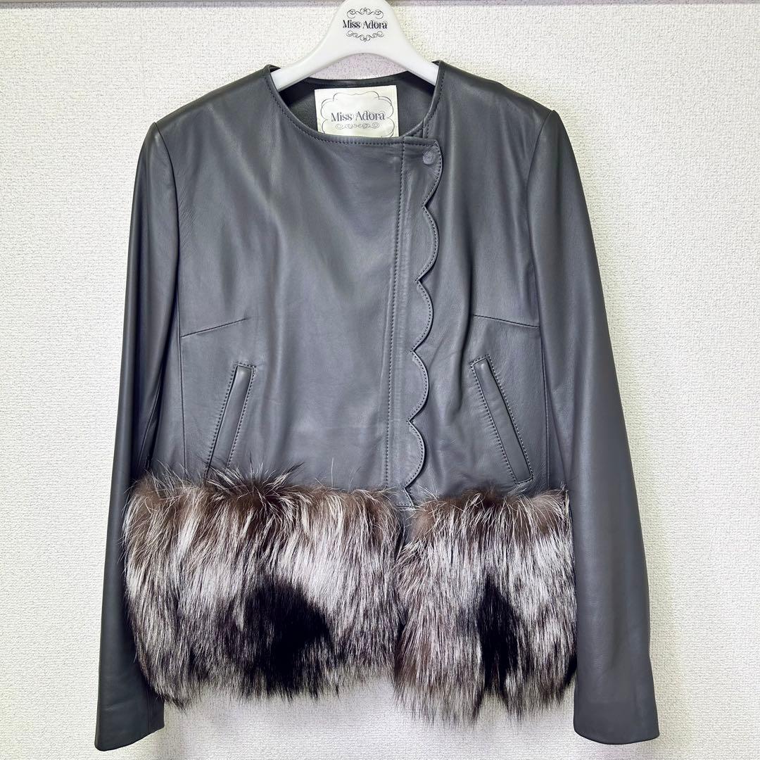 ミスアドラ ラム革FOXファーレザージャケット検） フォクシー　FOXEY