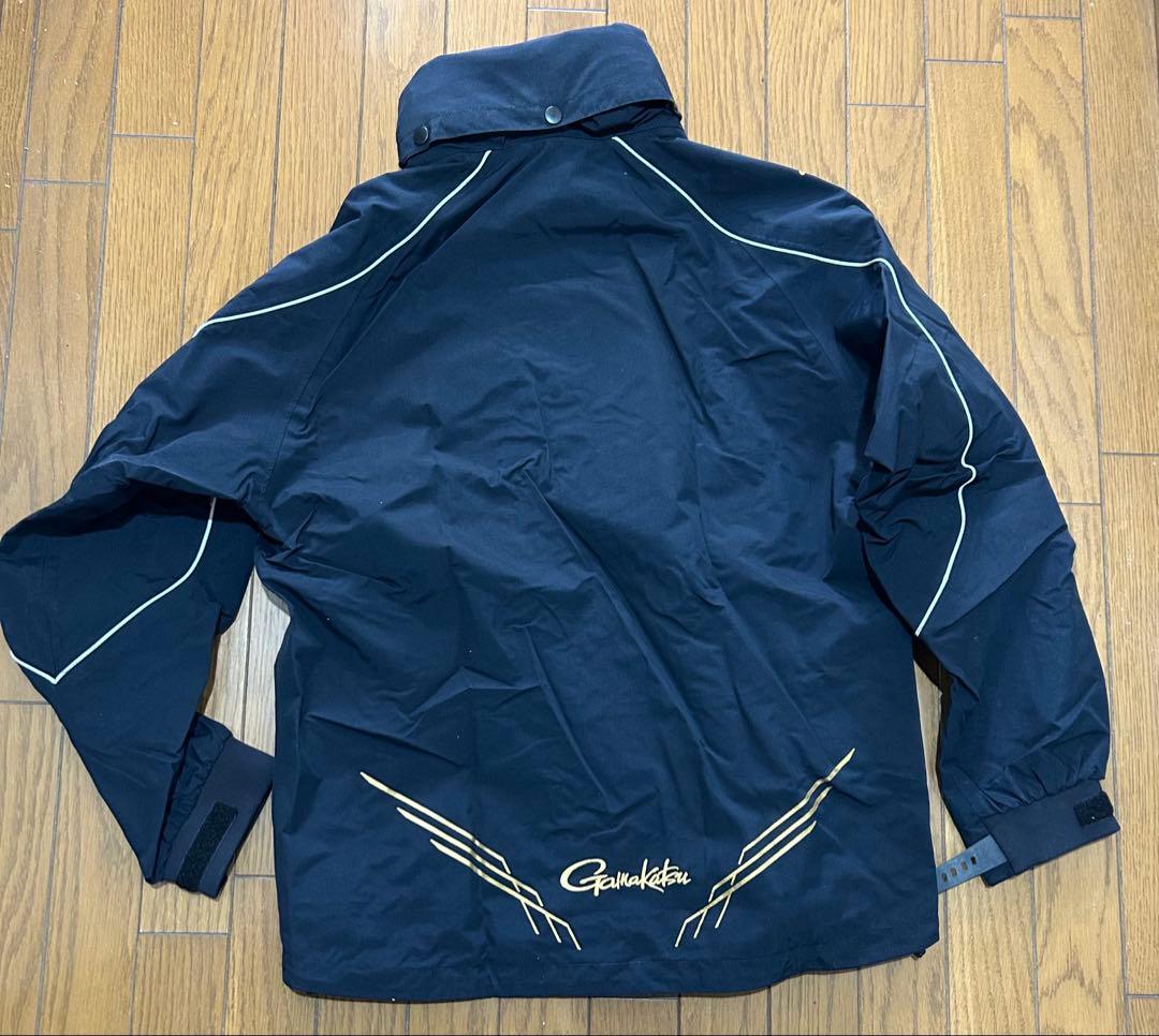 【ジャンク品】がまかつGM3500 ゴアテックスレインスーツ ブラックゴールドL