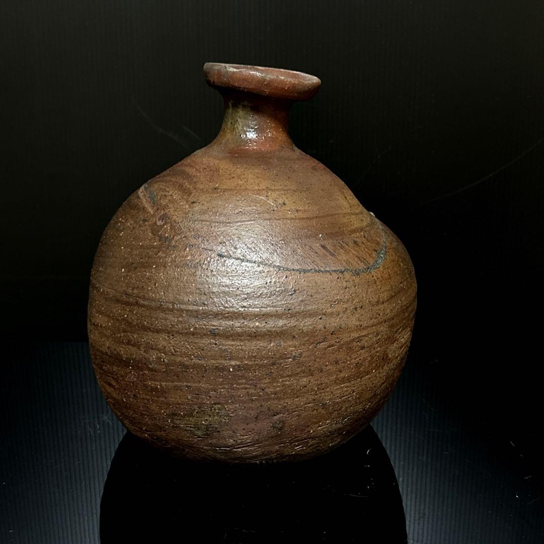 室町時代 極上 古備前 被焼 拉口緋襷自然釉 船徳利 蕪徳利 花瓶 酒器