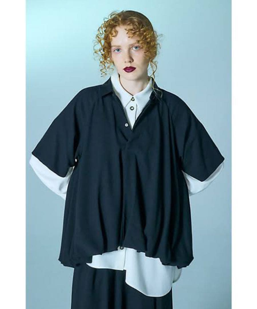 ENFOLD バルーンハーフスリーブブラウス　ブラック サイズ38