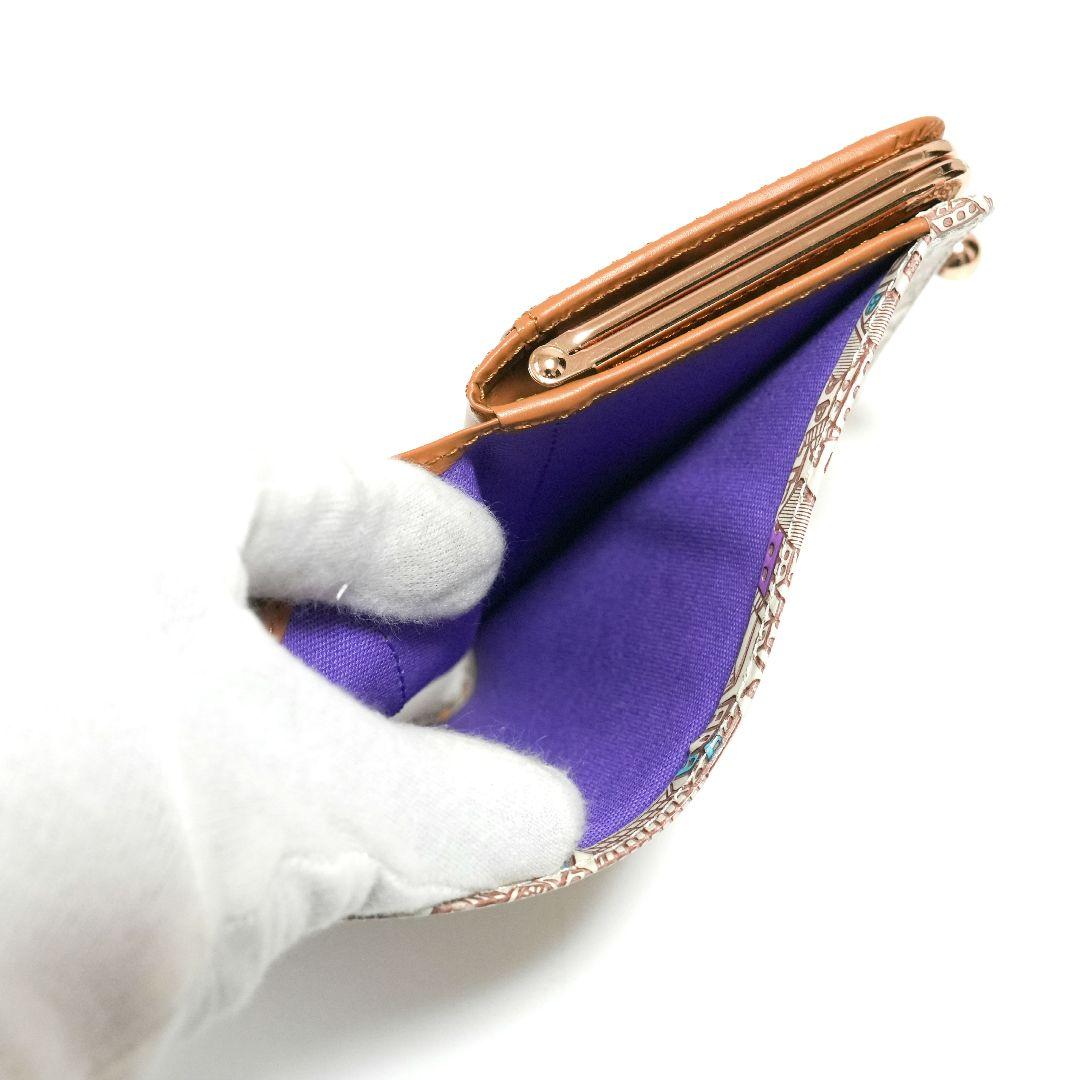 【未使用品】友禅文庫 マップ柄 がま口二つ折り財布 牛革 日本製