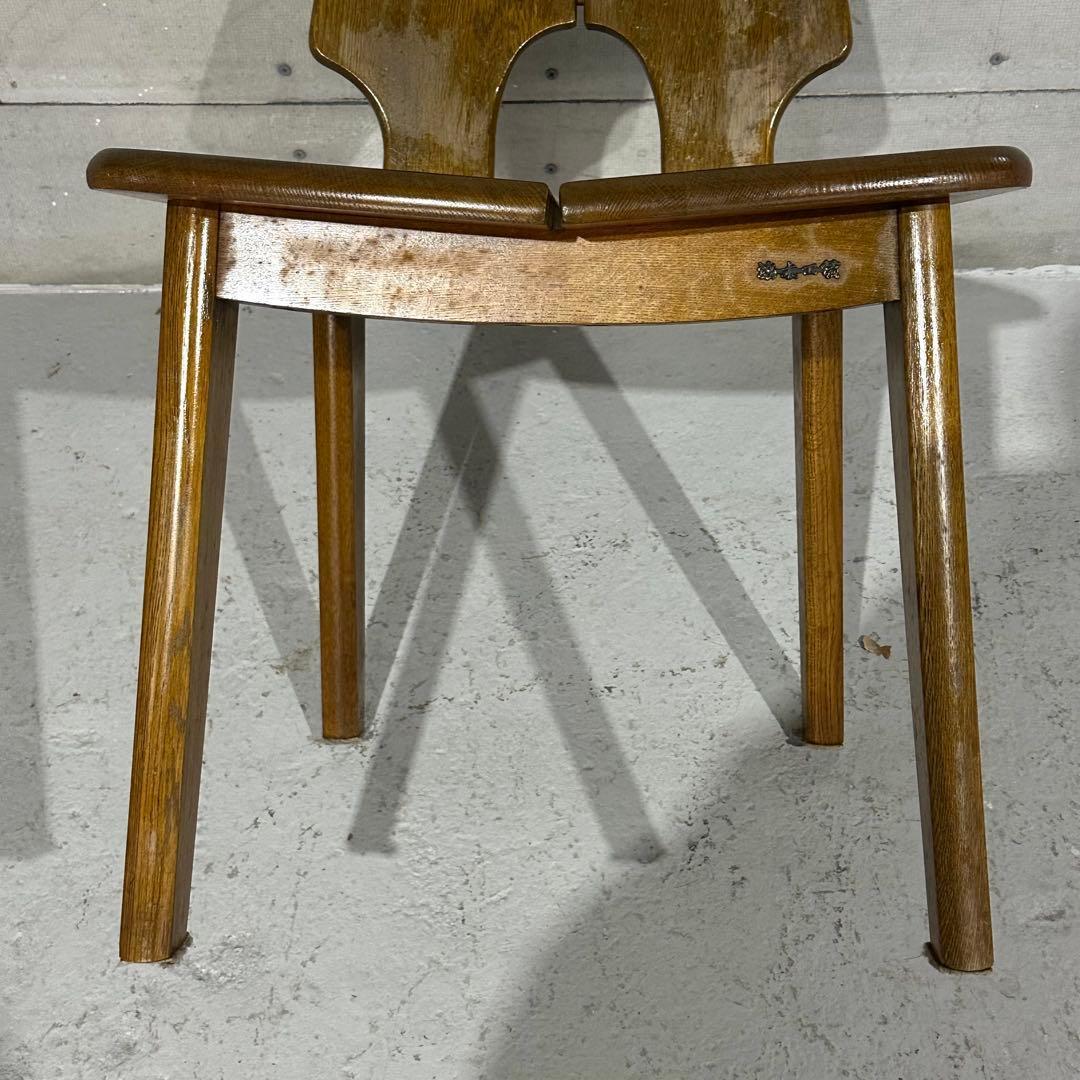 ✦浜本工芸✦ダイニング チェア 昭和アンティーク 無垢材 椅子 レトロ家具