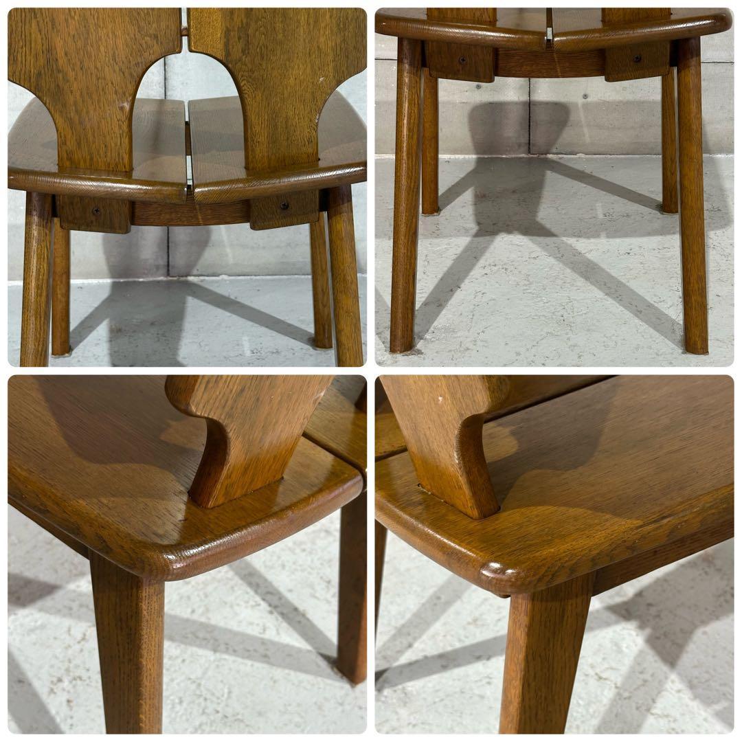 ✦浜本工芸✦ダイニング チェア 昭和アンティーク 無垢材 椅子 レトロ家具