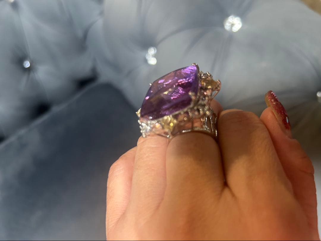 i*︎様 天然石特大アメシストリング13号限定