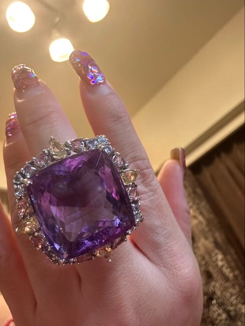 i*︎様 天然石特大アメシストリング13号限定