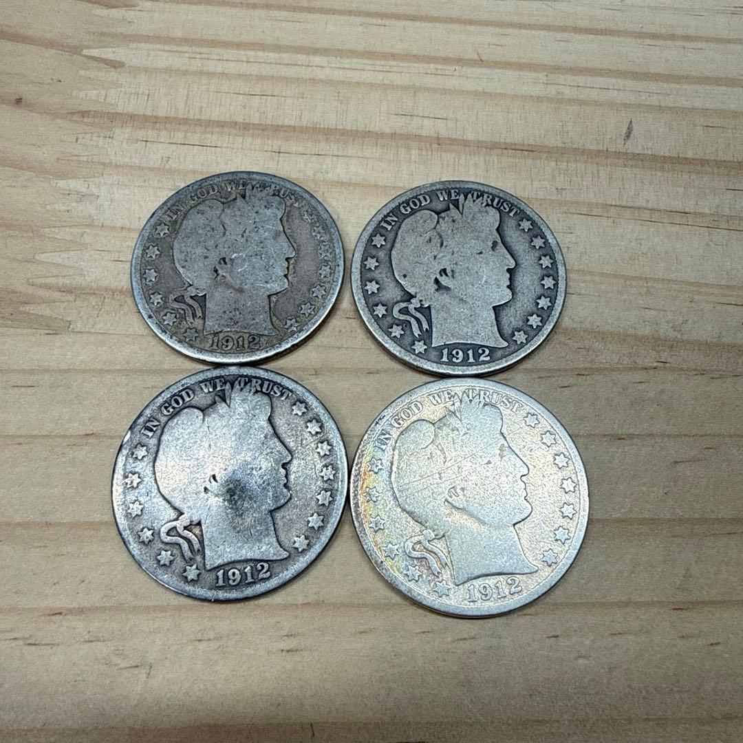 K*i様 1912年 アメリカ バーバー ハーフダラー 4枚セット