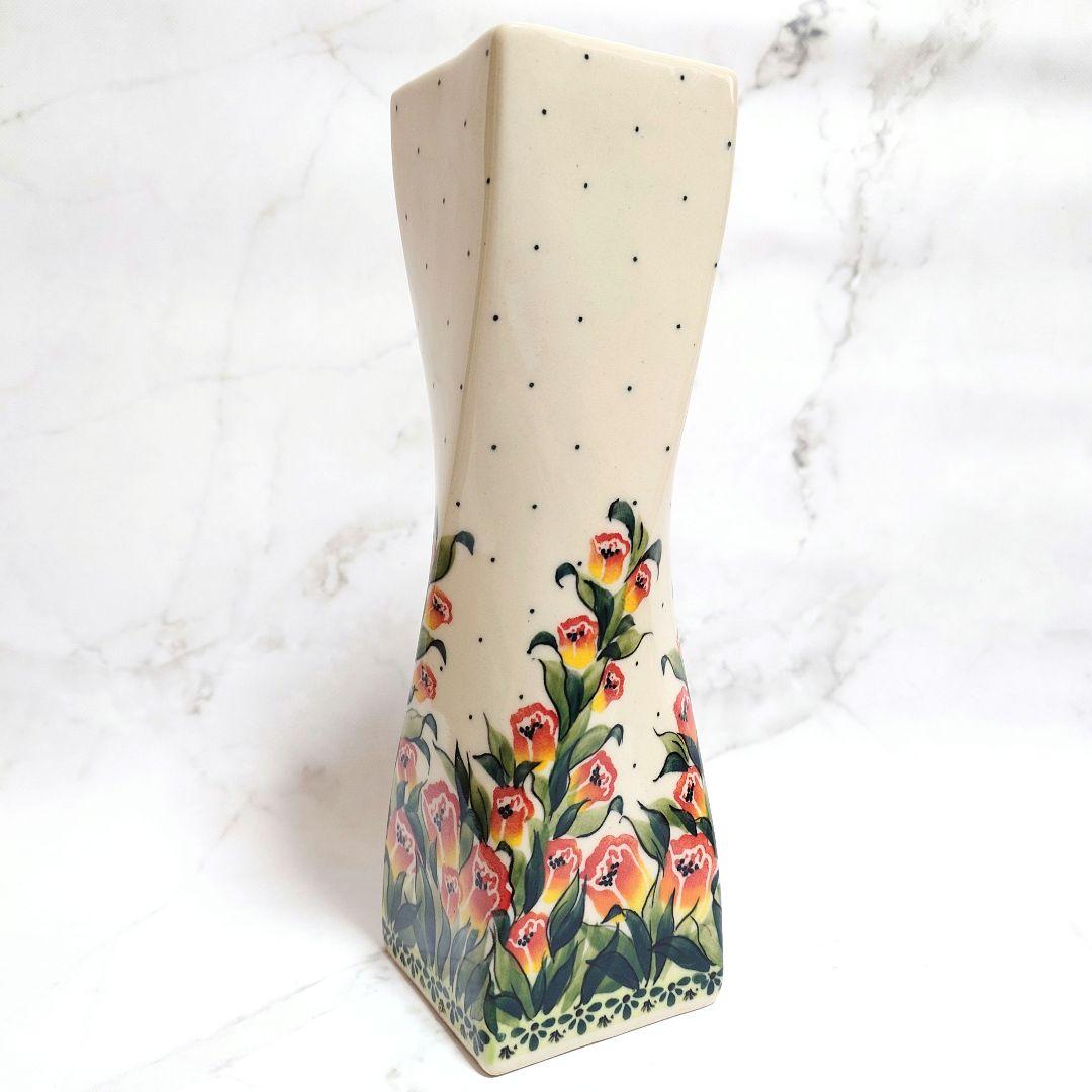 新品 ポーリッシュポタリー 花瓶 花器 チューリップデザイン