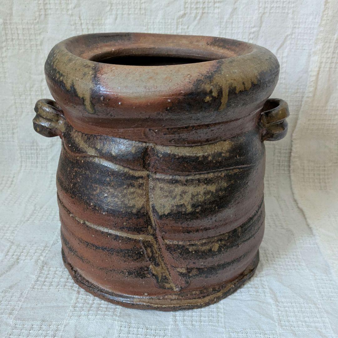 備前焼　佐藤苔助　水指　耳付　茶道具