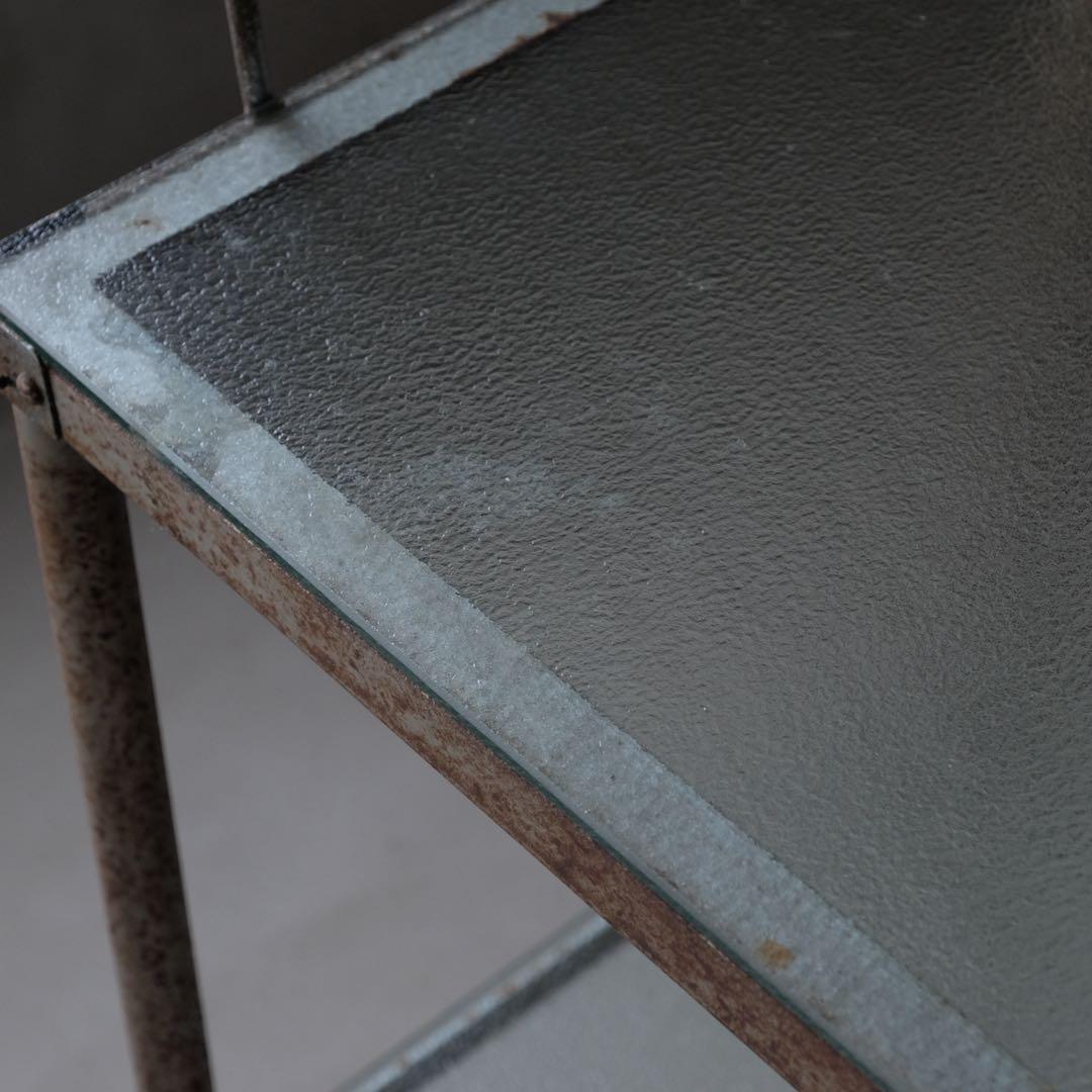 古いガラストップワゴン　棚 シェルフ 収納 古家具 古道具 アンティーク レトロ