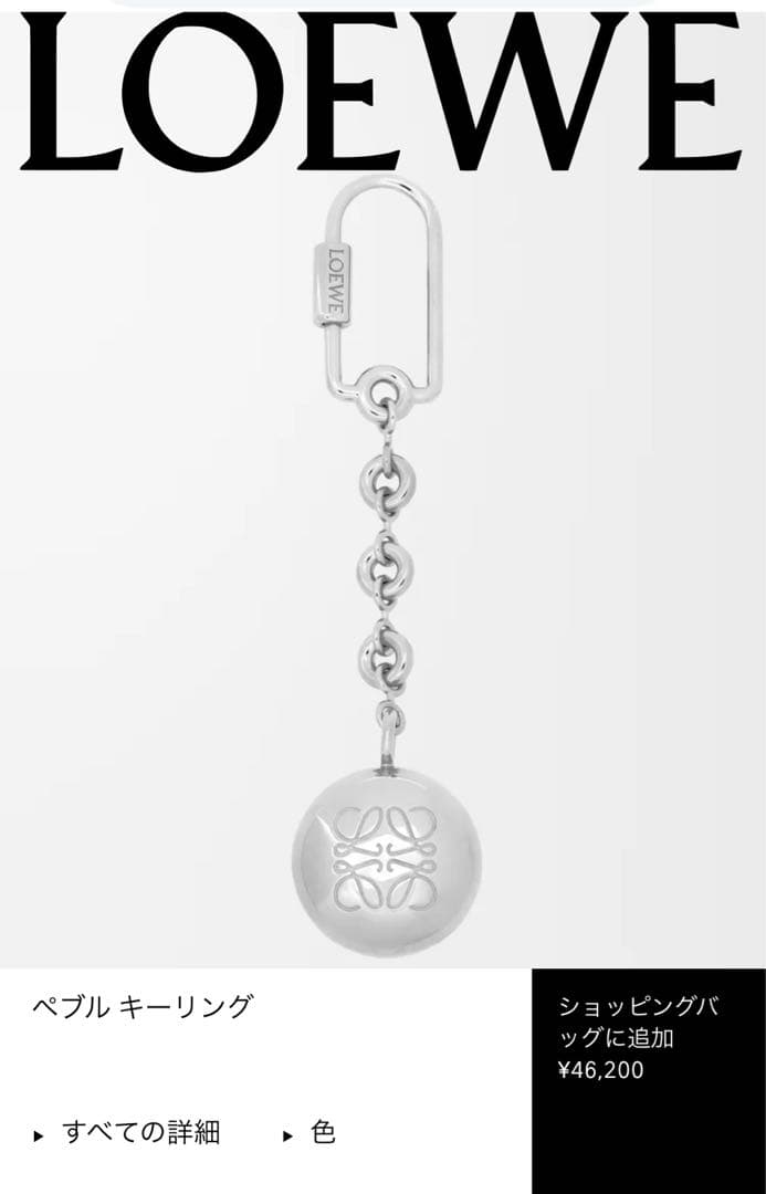 LOEWE ロエベ ★ ペブル キーリング キーホルダー アナグラム シルバー