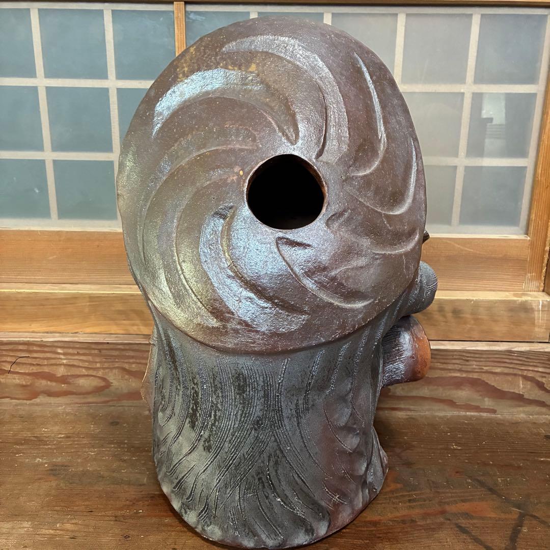 昭和初期　時代物　骨董　￼信楽焼　たぬき　置物　縁起物　商売繁盛　￼レア