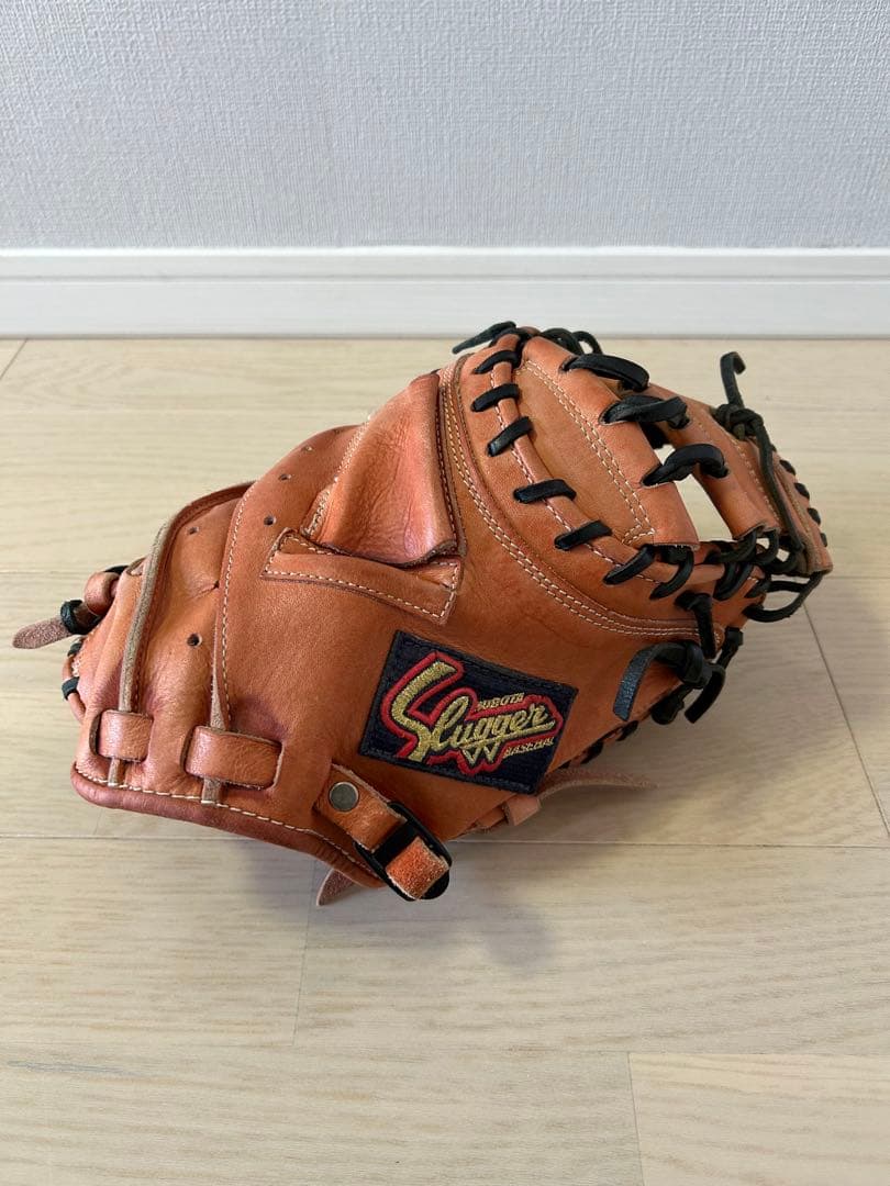 少年軟式　キャッチャーミット　オレンジ×ブラック　久保田スラッガー