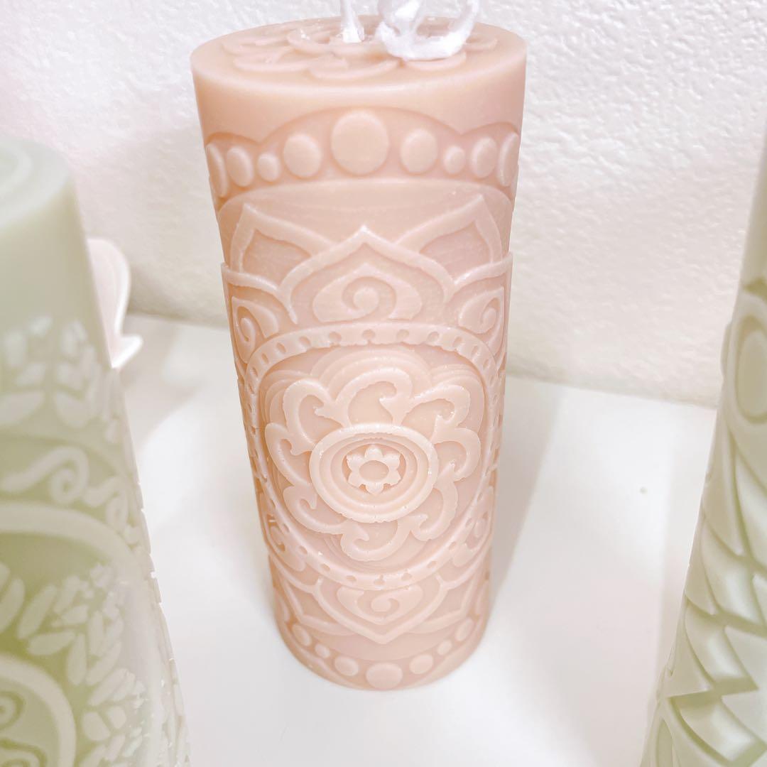 くすみカラー3本セット　ソイキャンドル　エスニック　アジアン　花　月