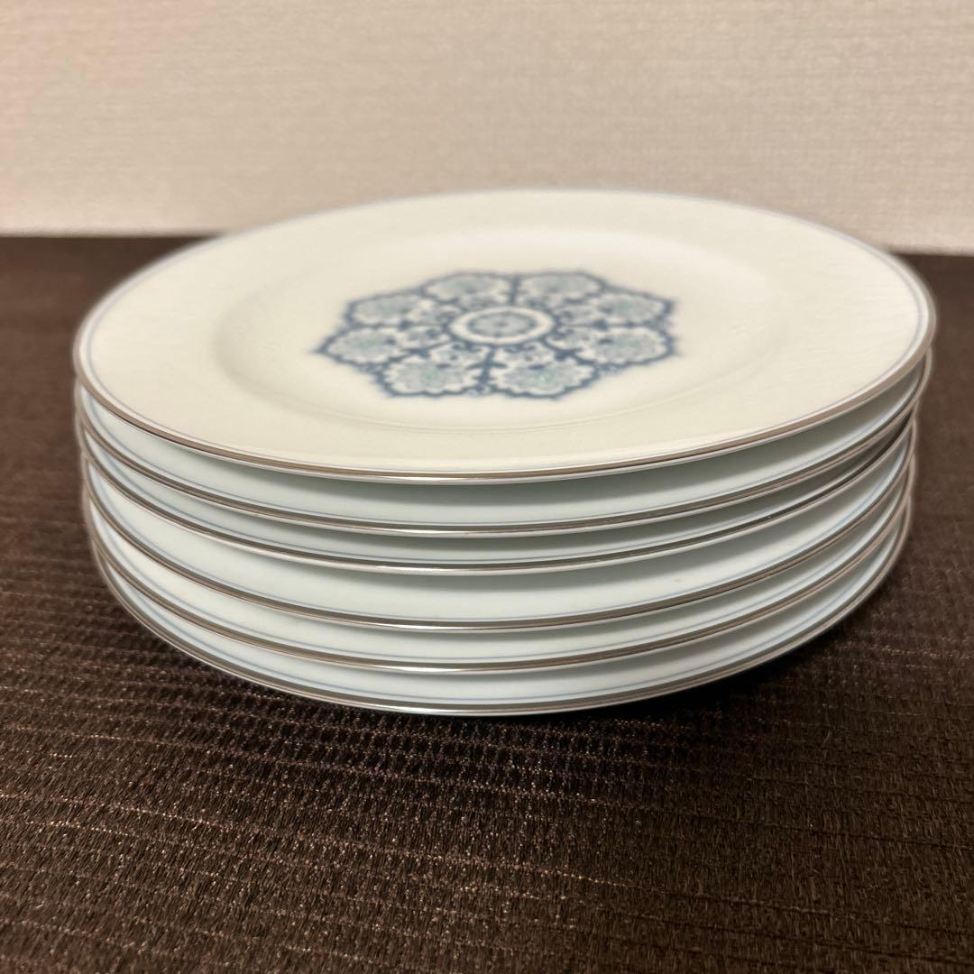 大倉陶園　呉須正倉院　デザートプレート　20cm プラチナ彩　手描き