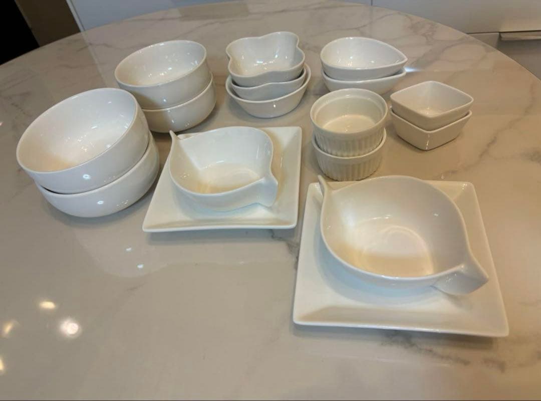 19点 【 オフホワイト 食器 】 平皿 中皿 取り皿 小鉢 ボウル 鍋