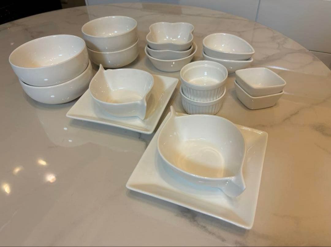 19点 【 オフホワイト 食器 】 平皿 中皿 取り皿 小鉢 ボウル 鍋