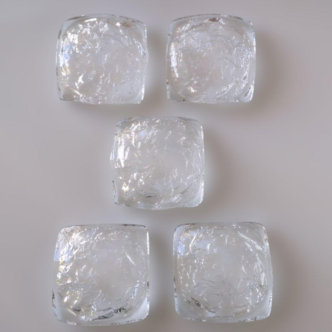 益田芳徳 硝子 石目 小鉢 五客揃 共箱付 ガラス 作家