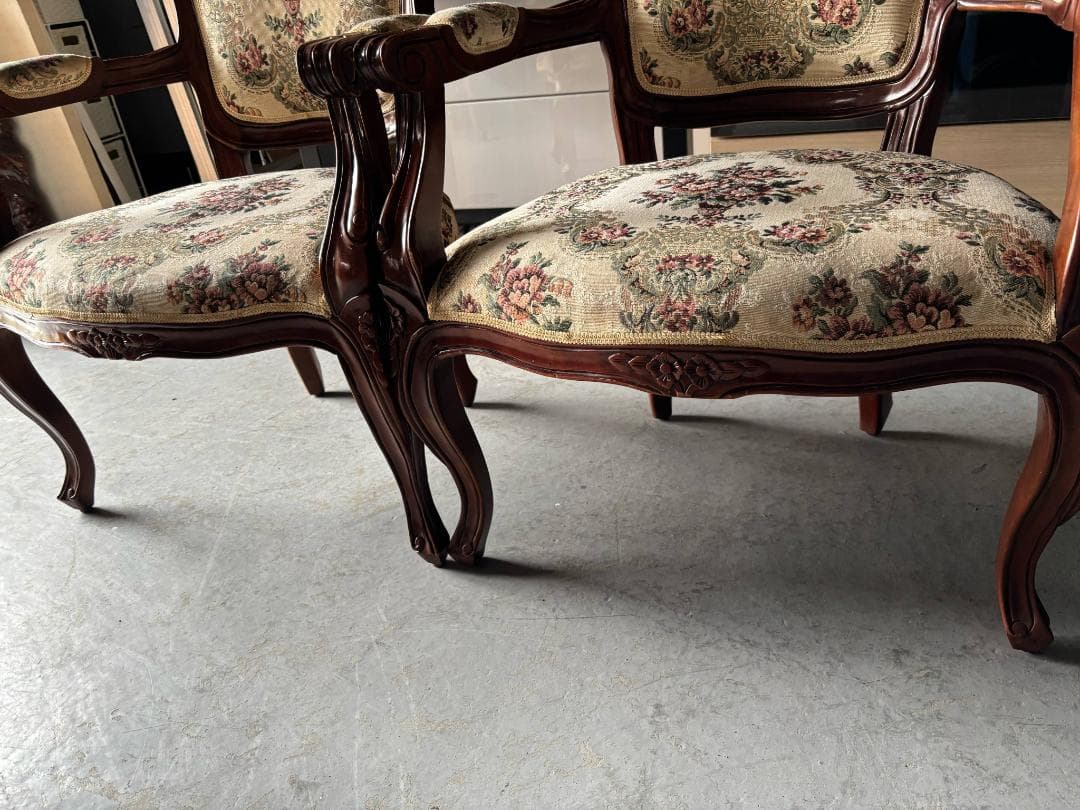 ②rieko-4622 アンティーク 猫脚椅子、チェア、肘掛付き1脚のみ