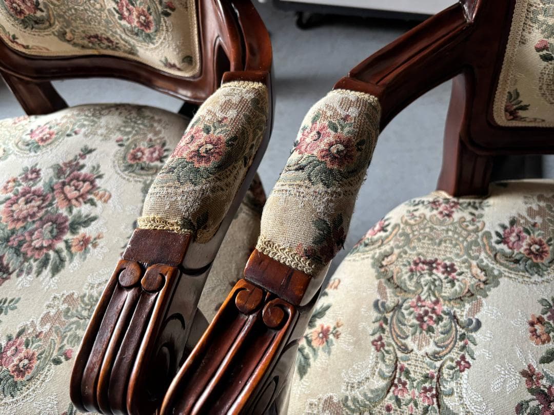 ②rieko-4622 アンティーク 猫脚椅子、チェア、肘掛付き1脚のみ