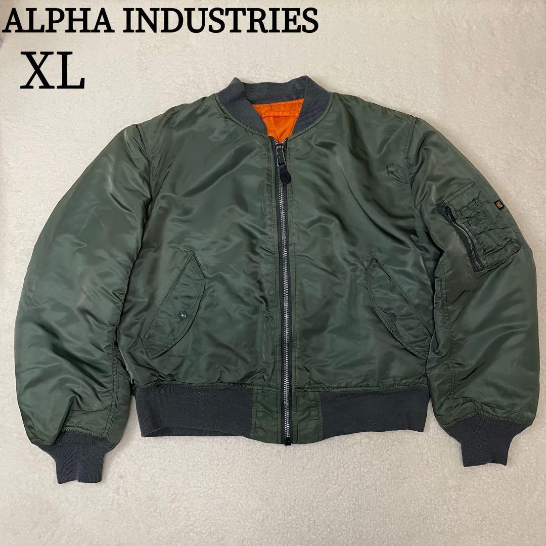 ALPHA アルファ MA-1 フライトジャケット USA XL 90sカーキ
