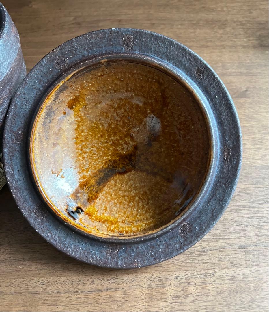 岩井窯　蓋付片手土鍋　大