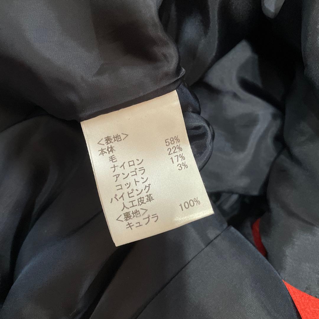 日本製　アンゴラ混【Leilian】チェック柄フード付きウールコート　9