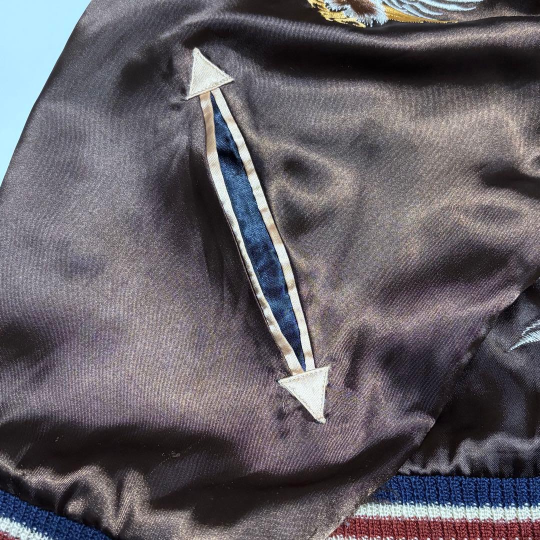 TAILOR 東洋 スカジャン リバーシブル　復刻タグ ブラウン/ゴールド刺繍