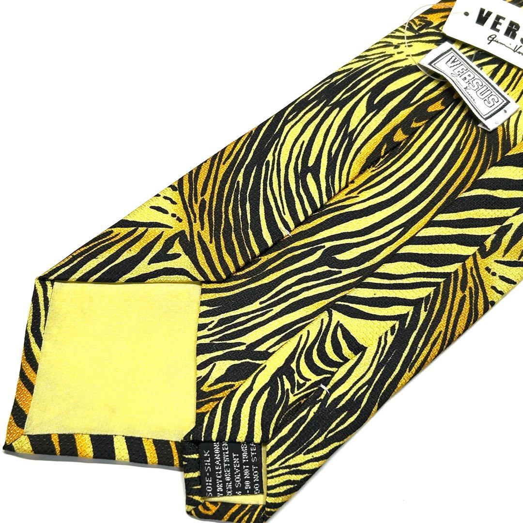 【新品タグ付き✨】ヴェルサーチ ネクタイ イエロー レオパード デッドストック
