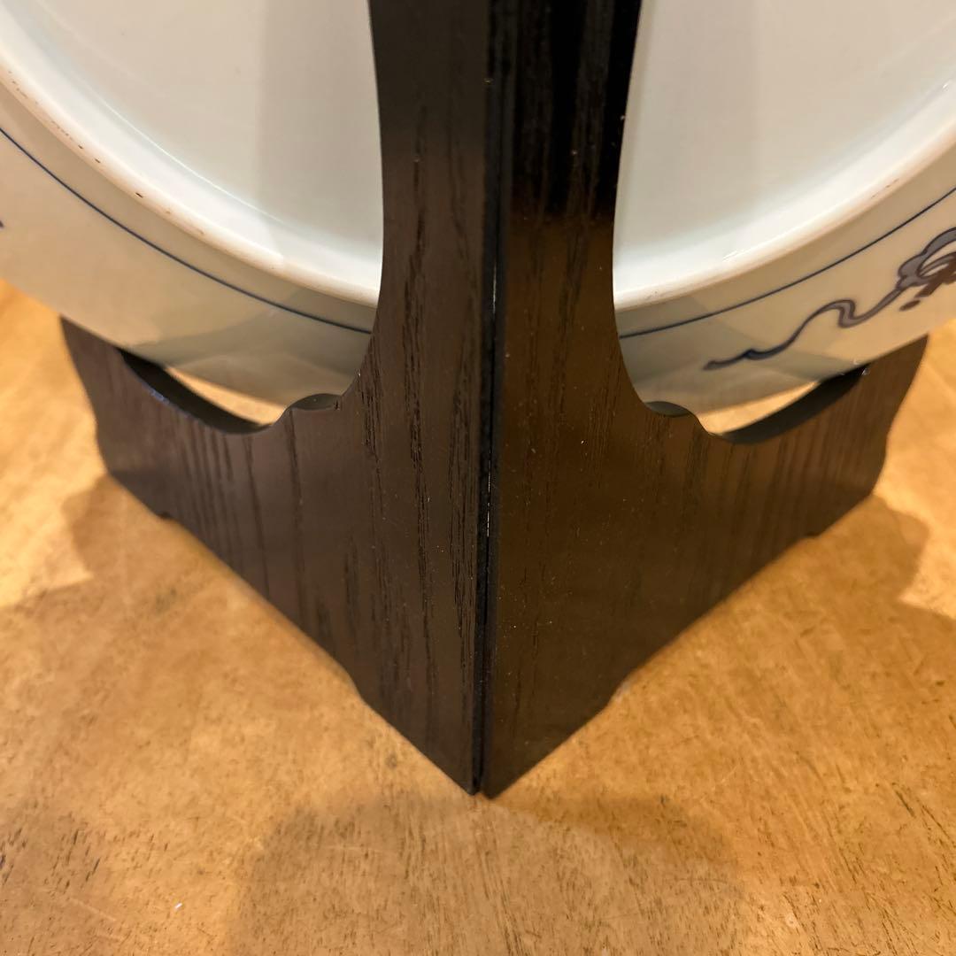 有田焼　松右衛門　古伊万里　飾り皿大皿色絵傘 美人文大皿　近江八景之　箱皿立付