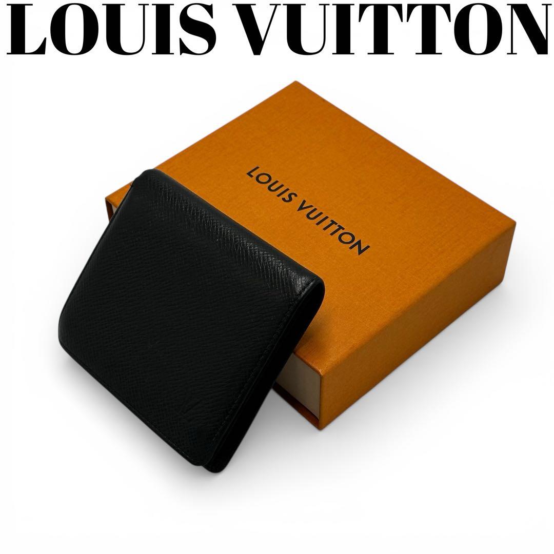 【美品】ルイヴィトン 2つ折り財布 タイガ 本革 レザー アルドワーズ 黒