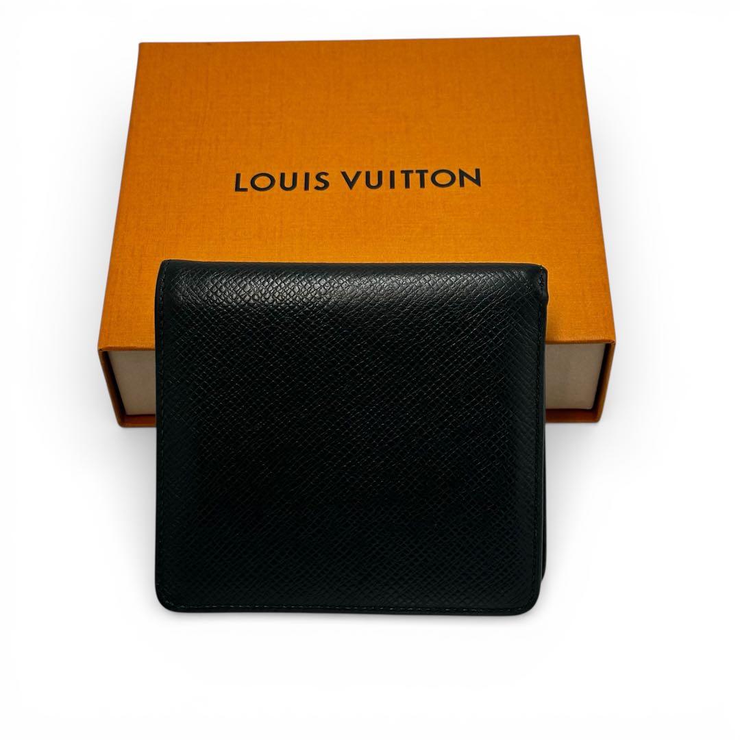 【美品】ルイヴィトン 2つ折り財布 タイガ 本革 レザー アルドワーズ 黒
