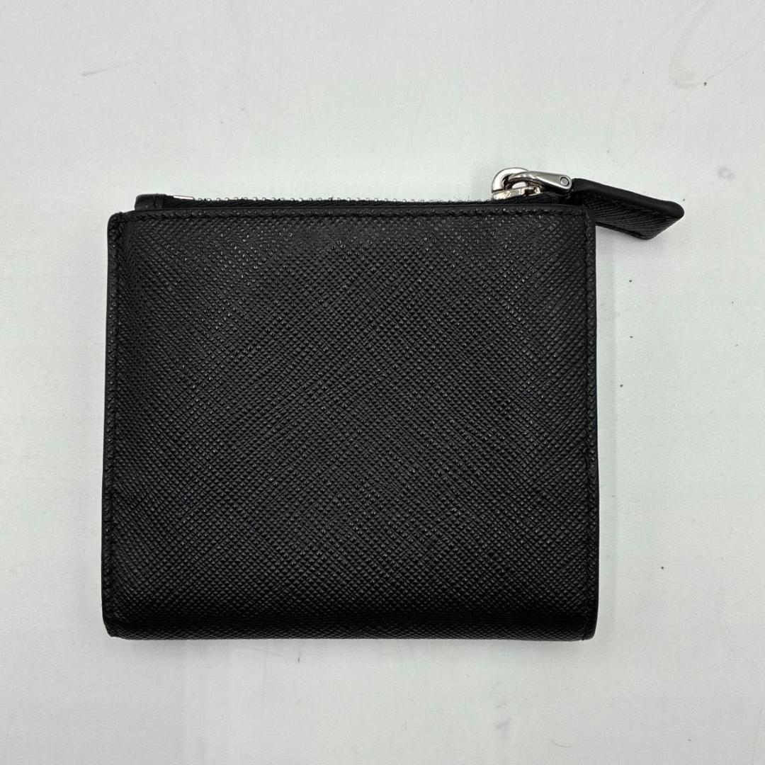 ロイ　プラダ 二つ折り財布 三角ロゴ サフィアーノレザー 黒