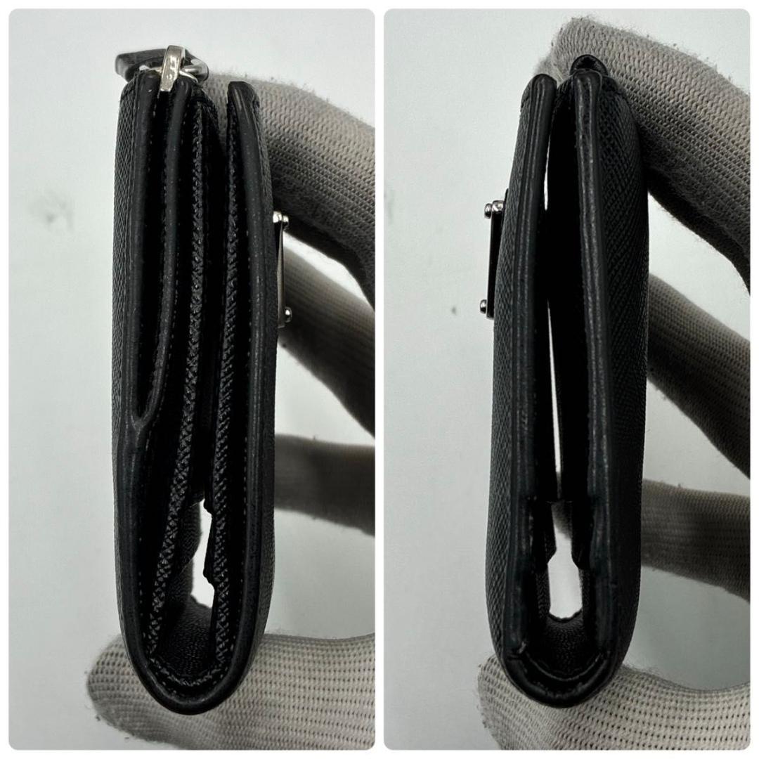 ロイ　プラダ 二つ折り財布 三角ロゴ サフィアーノレザー 黒