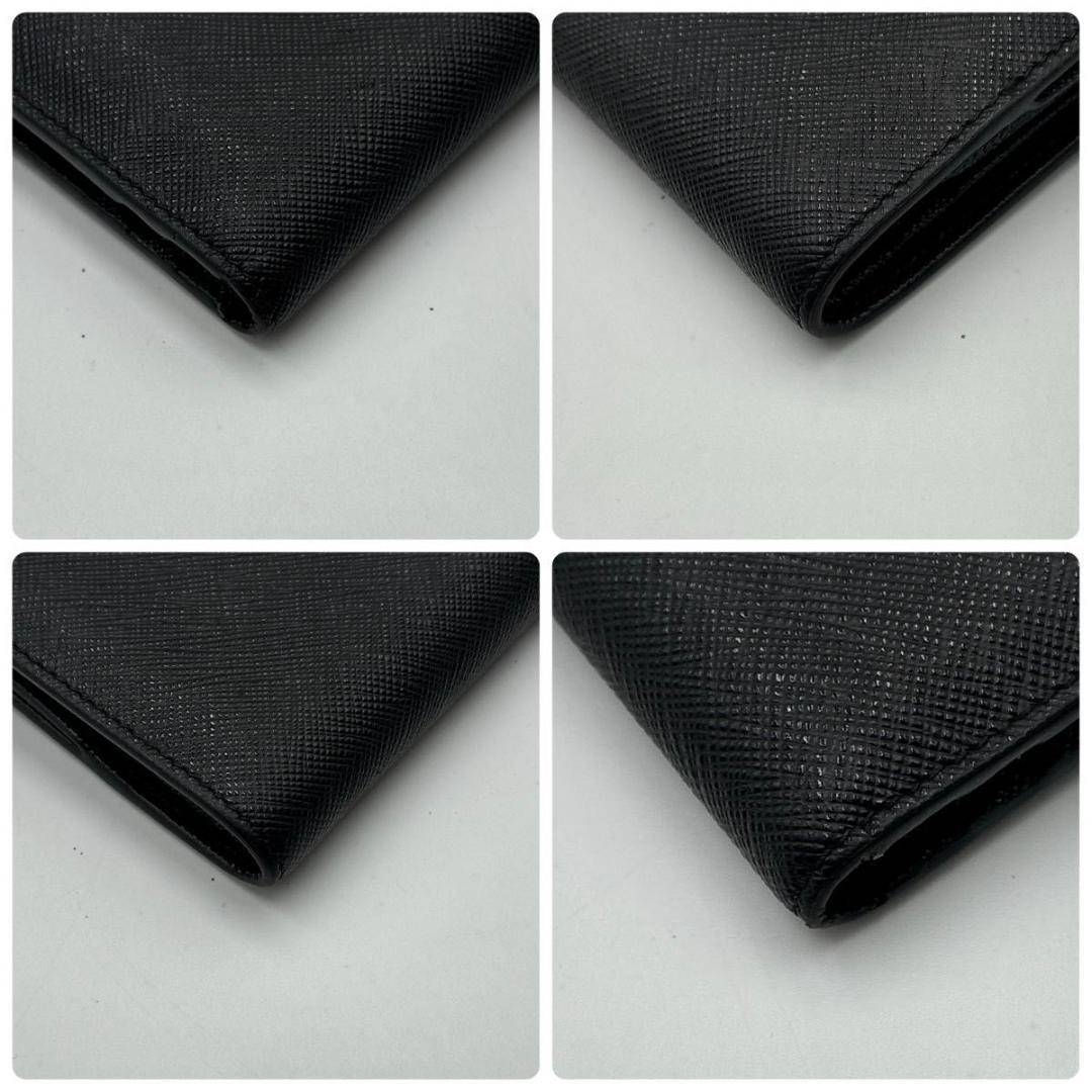 ロイ　プラダ 二つ折り財布 三角ロゴ サフィアーノレザー 黒