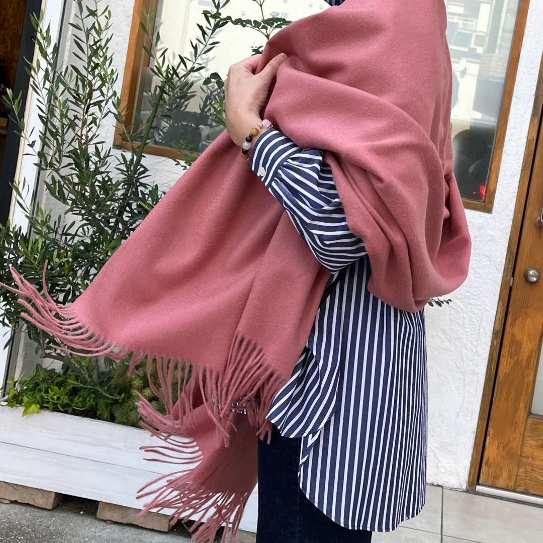 極上カシミヤ100%☆大判 ストール☆ スモーキーピンク