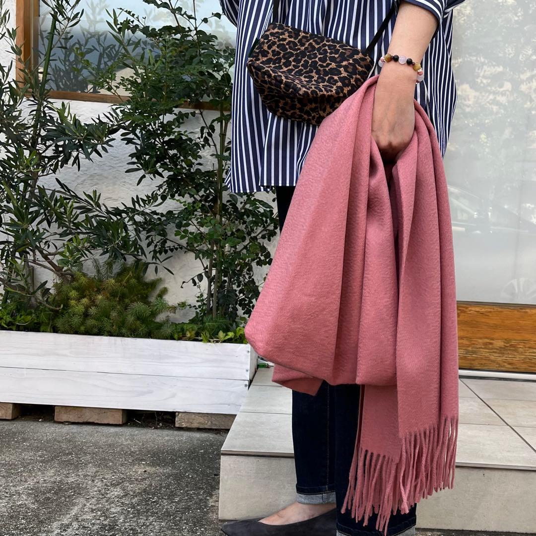 極上カシミヤ100%☆大判 ストール☆ スモーキーピンク