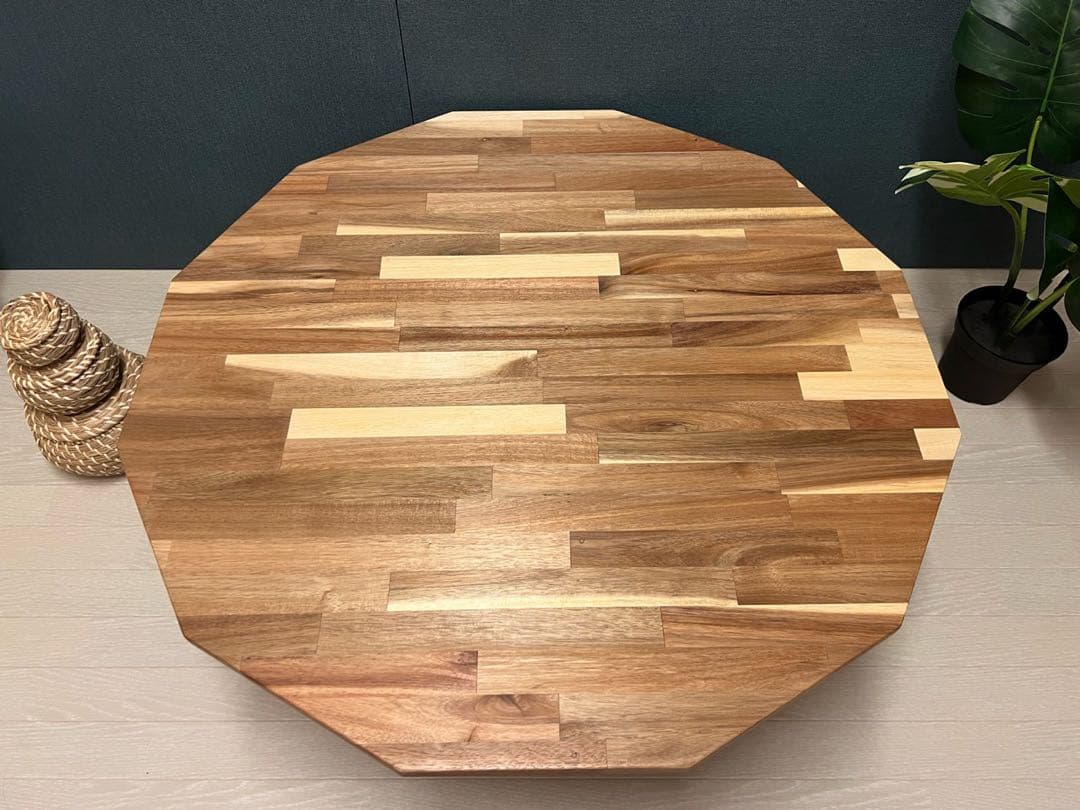 【送料無料】 ローテーブル 12角 90cm アカシア 折りたたみ脚