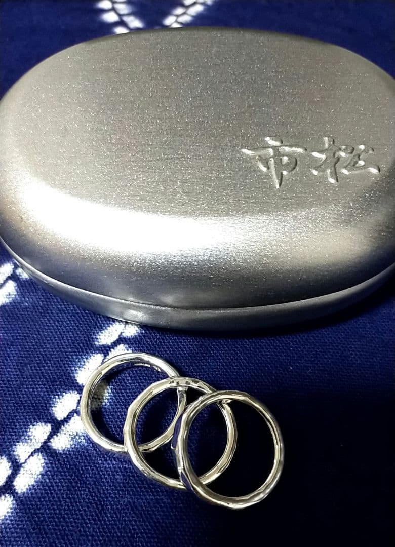 市松 silver シルバー 3連リング 16号