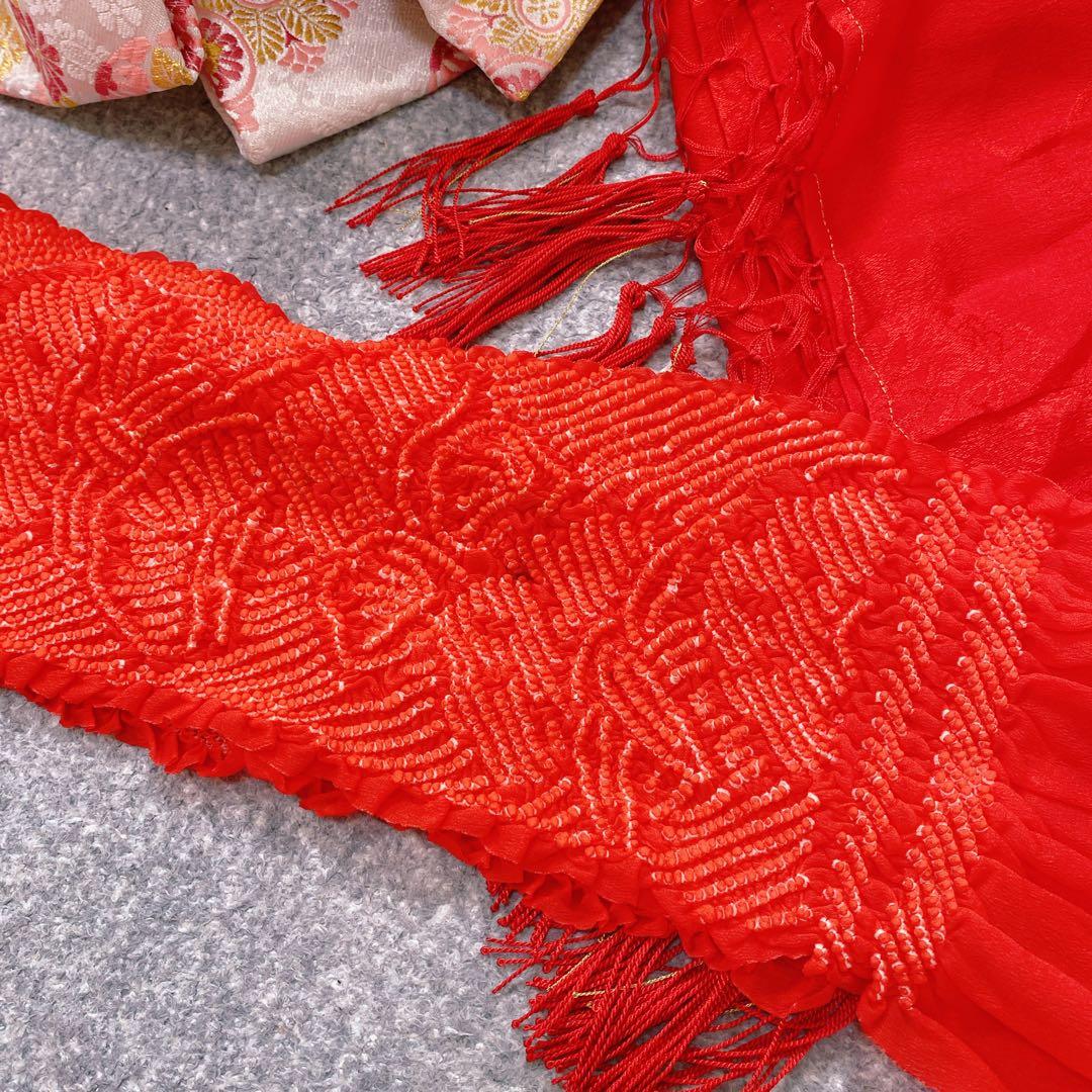 七五三 3歳 アンティーク 着物 作り帯 バッグ 草履 髪飾り セット