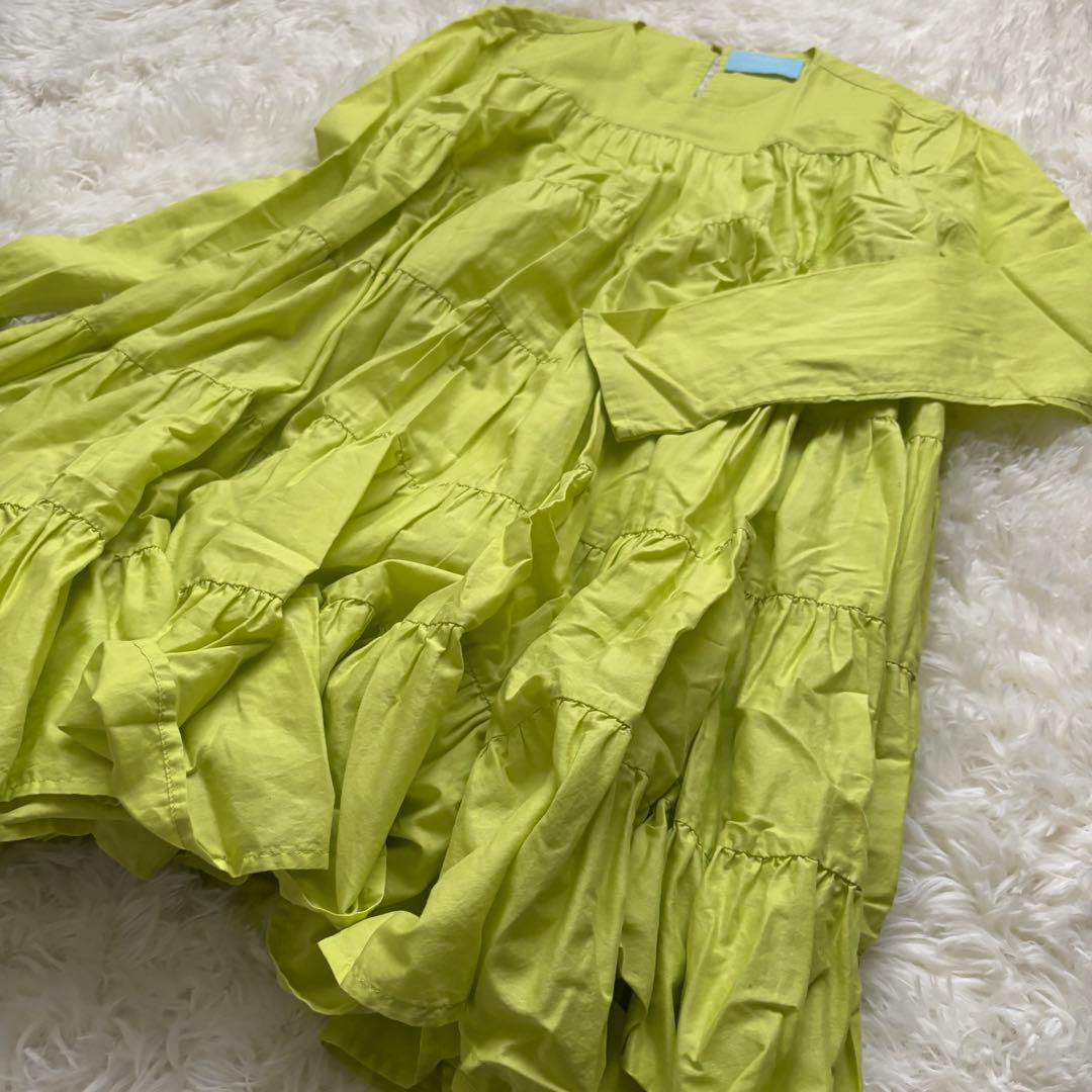 【別注】Merlette SOLIMAN ティアードワンピース ライムグリーン