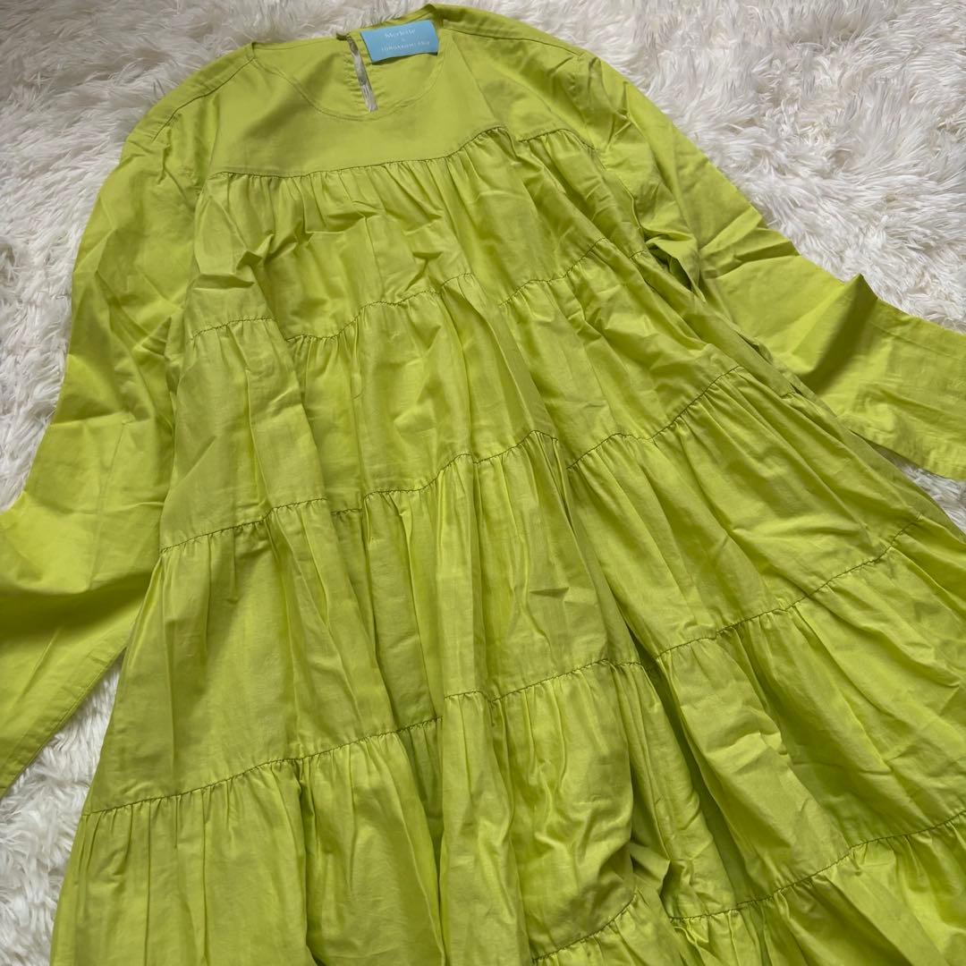 【別注】Merlette SOLIMAN ティアードワンピース ライムグリーン