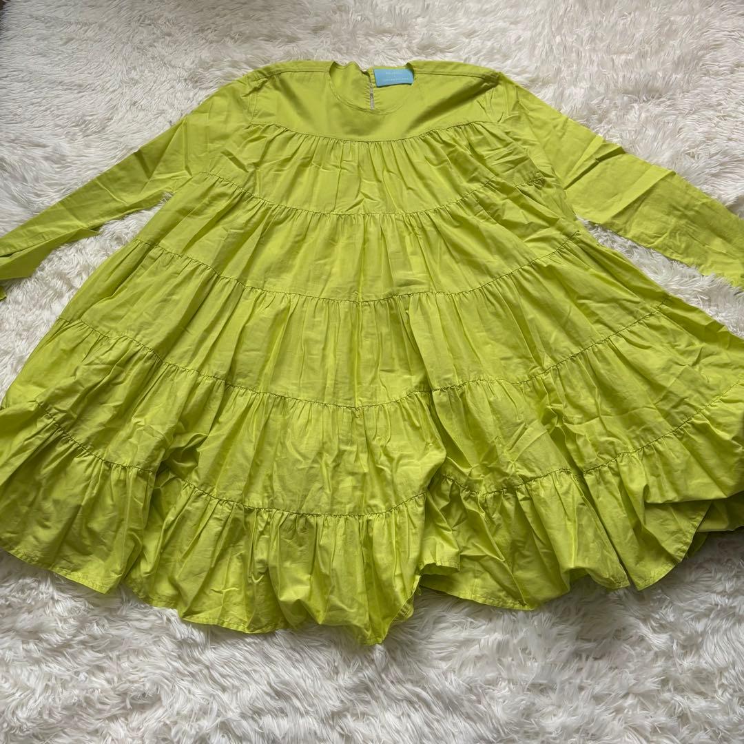 【別注】Merlette SOLIMAN ティアードワンピース ライムグリーン