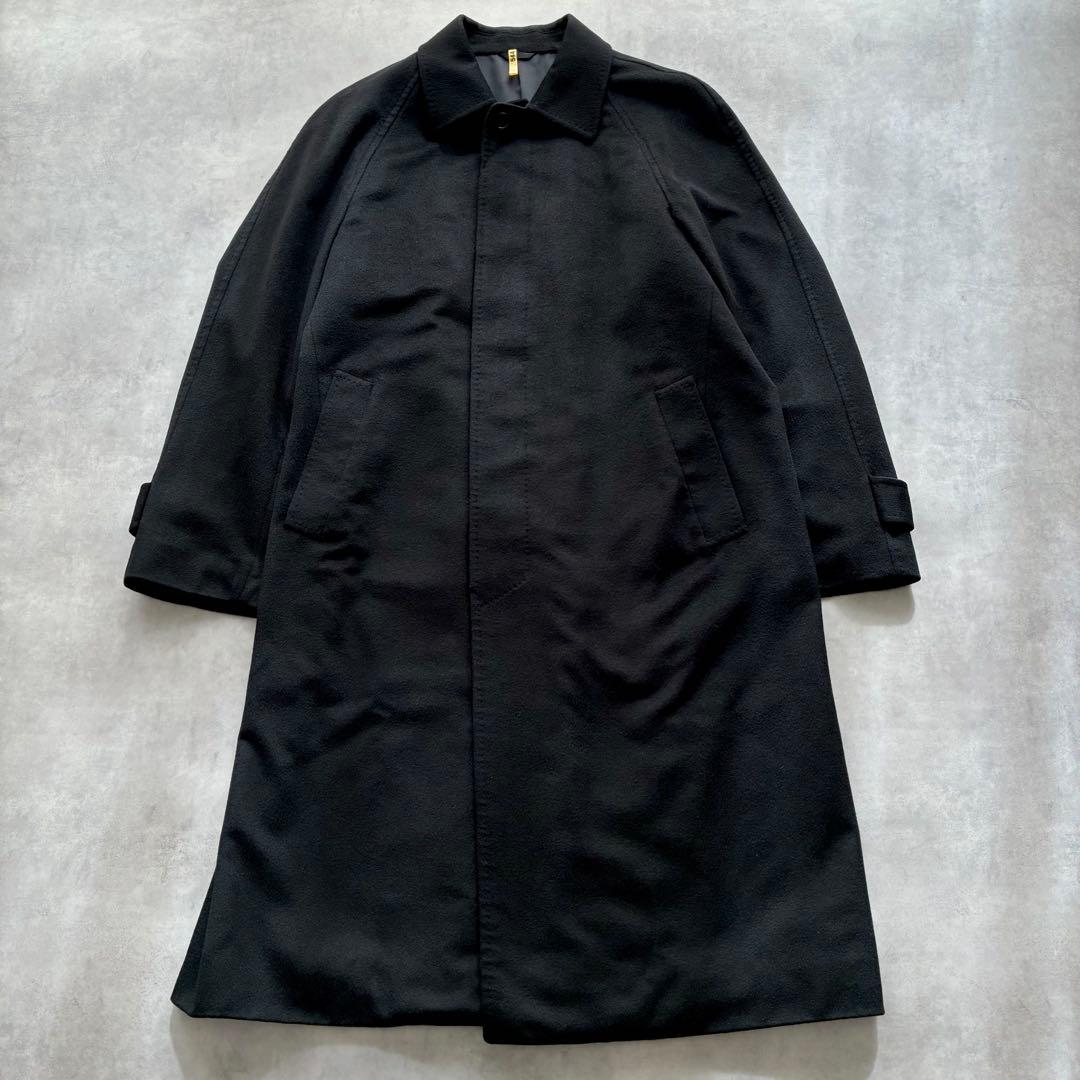 [れ]ダーバン カシミヤ100％ ステンカラーコート ロング ブラックXL