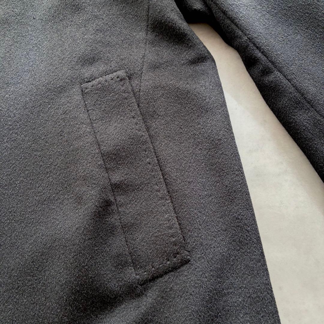 [れ]ダーバン カシミヤ100％ ステンカラーコート ロング ブラックXL